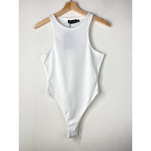 Pretty Little Thing White Tank Bodysuit Size 4  NWT - Picture 3 of 8